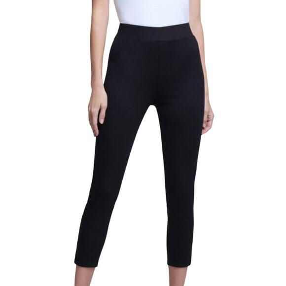 L'AGENCE NWT Rosalie High Rise Pedal Pusher Pant Crop Black Size S Elastic Waist - Picture 1 of 10